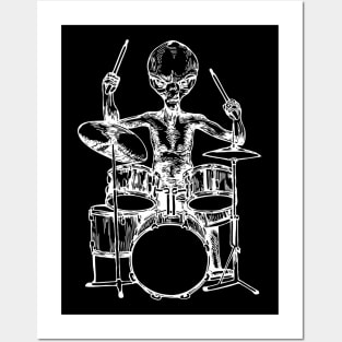 SEEMBO Alien Playing Drums Drummer Musician Drumming Band Posters and Art